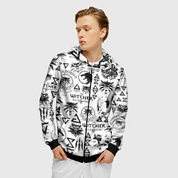 Толстовка 3D на молнии мужская THE WITCHER LOGOBOMBING ЧЁРНО БЕЛЫЙ ВЕДЬМАК ПАТТЕР, цвет: 3D-черный — фото 2