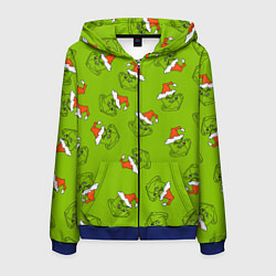 Толстовка 3D на молнии мужская Гринч Укротитель рождества, цвет: 3D-синий