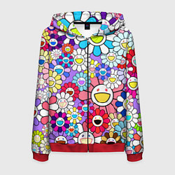 Толстовка 3D на молнии мужская Цветы Takashi Murakami, цвет: 3D-красный
