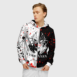 Толстовка 3D на молнии мужская Code Vein Logo, цвет: 3D-белый — фото 2