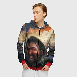 Толстовка 3D на молнии мужская Disco Elysium Harrier Du Bois, цвет: 3D-красный — фото 2