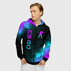 Толстовка 3D на молнии мужская CS GO NEON SYMBOL STYLE SKIN КС ГО НЕОН, цвет: 3D-черный — фото 2