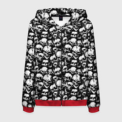 Толстовка 3D на молнии мужская Screaming skulls, цвет: 3D-красный