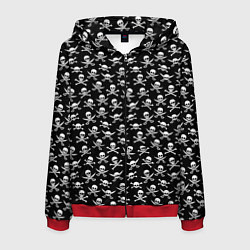 Толстовка 3D на молнии мужская Roger skull, цвет: 3D-красный