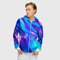 Толстовка 3D на молнии мужская Neon Holographic, цвет: 3D-белый — фото 2