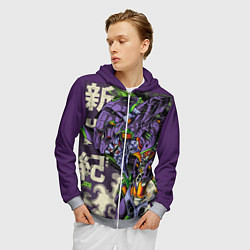 Толстовка 3D на молнии мужская Evangelion Eva-01, цвет: 3D-меланж — фото 2