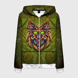 Толстовка 3D на молнии мужская Кибер-лис, цвет: 3D-белый