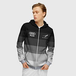 Толстовка 3D на молнии мужская Audi, Ауди Серый градиент, цвет: 3D-меланж — фото 2