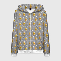 Толстовка 3D на молнии мужская Ethereum Эфириум, цвет: 3D-белый