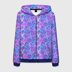 Толстовка 3D на молнии мужская Магические Грибы, цвет: 3D-синий