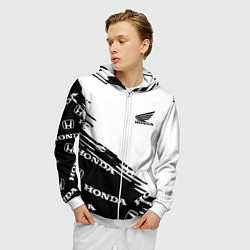 Толстовка 3D на молнии мужская Honda sport pattern, цвет: 3D-белый — фото 2