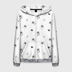 Толстовка 3D на молнии мужская Паттерн - кошачьи лапки 3D, цвет: 3D-меланж