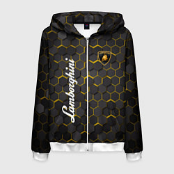 Толстовка 3D на молнии мужская Lamborghini - Золотые соты, цвет: 3D-белый
