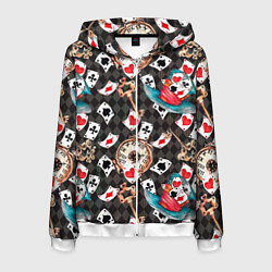 Мужская толстовка на молнии Алиса в стране чудес - карты и время