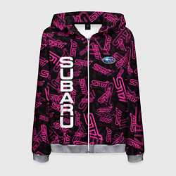 Толстовка 3D на молнии мужская SUBARU STI PATTERN, цвет: 3D-меланж