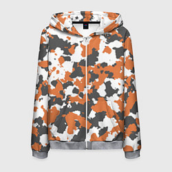 Толстовка 3D на молнии мужская Orange Camo, цвет: 3D-меланж