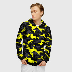 Толстовка 3D на молнии мужская Black Camo, цвет: 3D-черный — фото 2