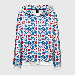 Толстовка 3D на молнии мужская Русский Символизм, цвет: 3D-белый