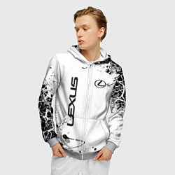 Толстовка 3D на молнии мужская Lexus texture Трещины, цвет: 3D-меланж — фото 2
