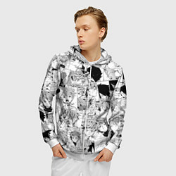 Толстовка 3D на молнии мужская Обещанный Неверленд pattern, цвет: 3D-белый — фото 2