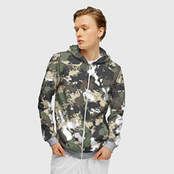 Толстовка 3D на молнии мужская Камуфляж с кроликами, цвет: 3D-меланж — фото 2