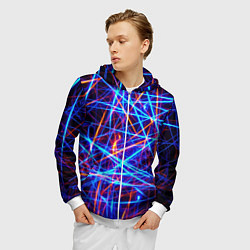Толстовка 3D на молнии мужская Neon pattern Fashion 2055, цвет: 3D-белый — фото 2