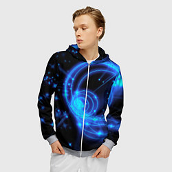 Толстовка 3D на молнии мужская Неоновый космос Neon space, цвет: 3D-меланж — фото 2