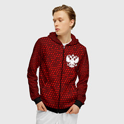 Толстовка 3D на молнии мужская RUSSIA - ГЕРБ Космос, цвет: 3D-черный — фото 2