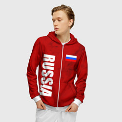 Толстовка 3D на молнии мужская RUSSIA - RED EDITION - SPORTWEAR, цвет: 3D-белый — фото 2