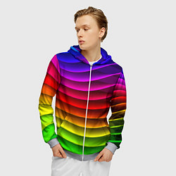 Толстовка 3D на молнии мужская Color line neon pattern Abstraction Summer 2023, цвет: 3D-меланж — фото 2