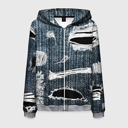 Толстовка 3D на молнии мужская Джинсовое рваньё Fashion trend, цвет: 3D-меланж