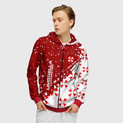 Толстовка 3D на молнии мужская Resident Evil Umbrella Corporation паттерн, цвет: 3D-красный — фото 2