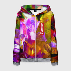 Мужская толстовка на молнии Красочный цветочный узор Лето Colorful Floral Patt