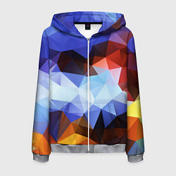 Толстовка 3D на молнии мужская Абстрактный цветной узор из треугольников Abstract, цвет: 3D-меланж
