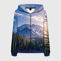 Мужская толстовка на молнии Горы Лес Солнце