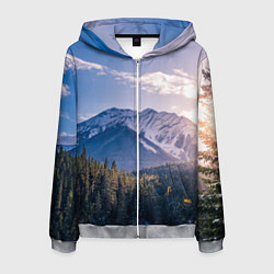 Мужская толстовка на молнии Горы Лес Солнце