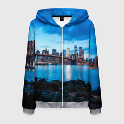 Мужская толстовка на молнии Закат в мегаполисе