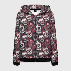 Толстовка 3D на молнии мужская День мертвых Черепа Мексика, цвет: 3D-черный