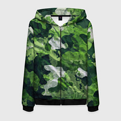 Толстовка 3D на молнии мужская Camouflage Pattern Камуфляж Паттерн, цвет: 3D-черный