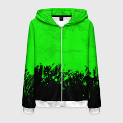Мужская толстовка на молнии САЛАТОВЫЕ НЕОНОВЫЕ БРЫЗГИ КРАСКИ