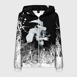 Толстовка 3D на молнии мужская Белый Неон над лесом White Neon, цвет: 3D-белый