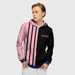 Толстовка 3D на молнии мужская BLACKPINK HALF BLACK-PINK MINI LOGO, цвет: 3D-синий — фото 2
