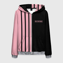 Толстовка 3D на молнии мужская BLACKPINK HALF BLACK-PINK MINI LOGO, цвет: 3D-меланж