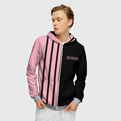 Толстовка 3D на молнии мужская BLACKPINK HALF BLACK-PINK MINI LOGO, цвет: 3D-меланж — фото 2