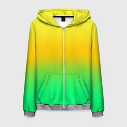 Мужская толстовка на молнии Неоновый градиентный желто-зеленый фон