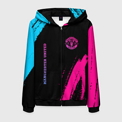 Толстовка 3D на молнии мужская Manchester United Neon Gradient, цвет: 3D-черный