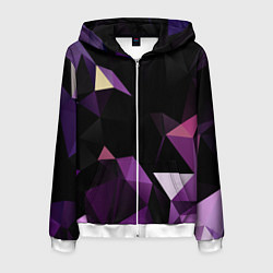 Толстовка 3D на молнии мужская Полигональная магия, цвет: 3D-белый