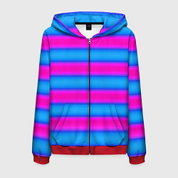 Толстовка 3D на молнии мужская Striped pattern яркий неоновый полосатый узор, цвет: 3D-красный