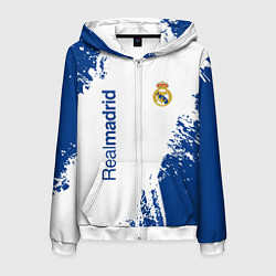 Толстовка 3D на молнии мужская Реал Мадрид краска, цвет: 3D-белый