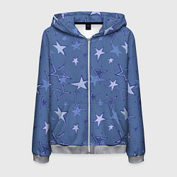 Мужская толстовка на молнии Gray-Blue Star Pattern